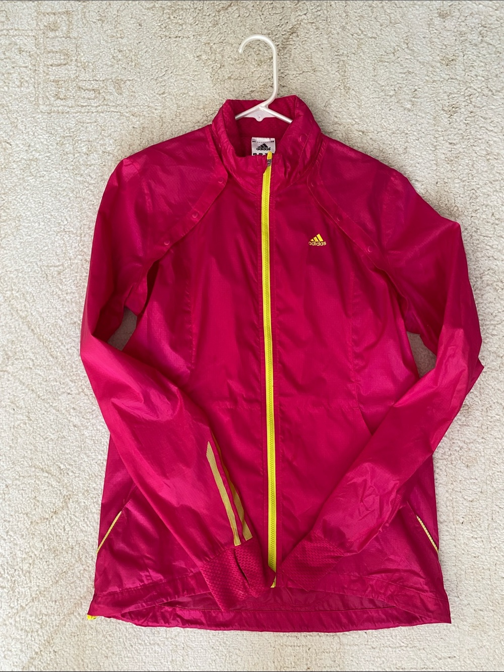 adidas Hot Pink Running Jacket with Yellow Accents